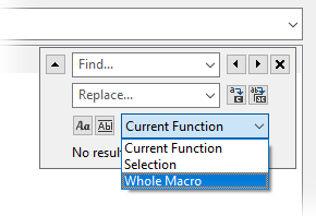Search and Replace in Macro Editor