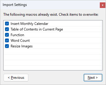 Conflict resolution page showing conflicting macros