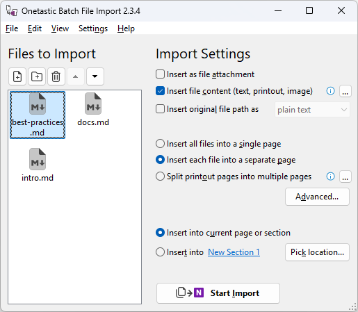Batch File Import with Markdown support