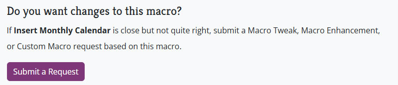 Request changes button on a macro page