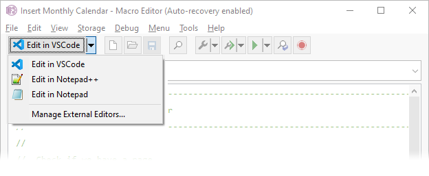 External Editor Button