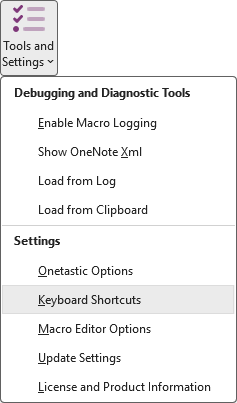 Tools & Settings - Keyboard Shortcuts