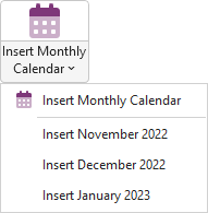 Insert Monthly Calendar Menu